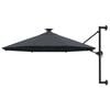 vidaXL Umbrelă de soare montată pe perete cu LED-uri, antracit, 300 cm