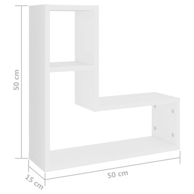 vidaXL Rafturi de perete, 2 buc., alb, 50x15x50 cm, PAL