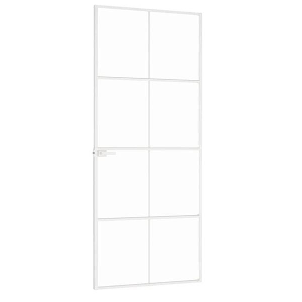 vidaXL Ușă de interior alb 83x201,5 cm sticlă securiz. / aluminiu slim