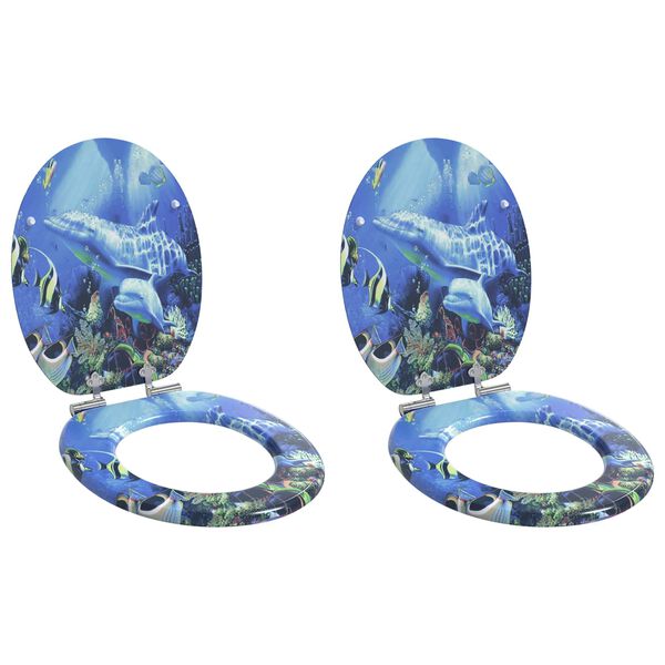 vidaXL Capace WC cu &icirc;nchidere silențioasă, 2 buc., MDF, design delfini