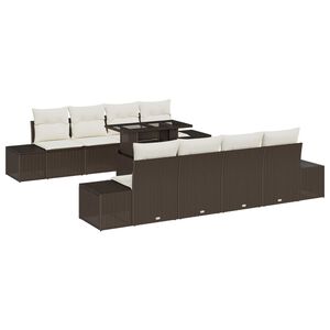 vidaXL Set de canapele pentru grădină cu pernă 9 pcs Maro și Crem
