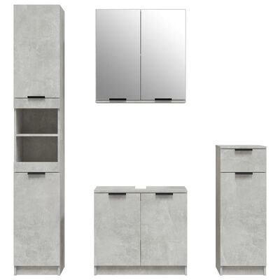 vidaXL Set dulapuri de baie, 4 piese, gri beton, lemn prelucrat