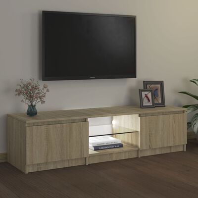 vidaXL Comodă TV cu lumini LED, stejar sonoma, 140x40x35,5 cm