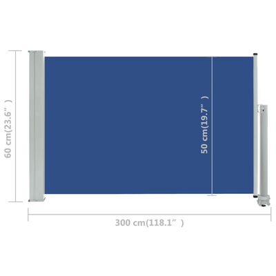 vidaXL Copertină laterală retractabilă de terasă, albastru, 60x300 cm