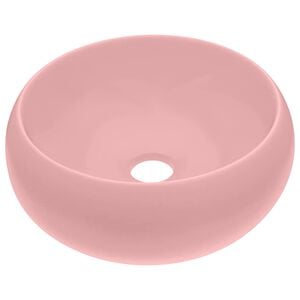 vidaXL Chiuvetă de baie lux roz mat 40x15 cm ceramică rotund