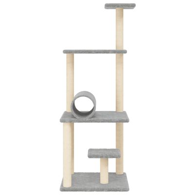 vidaXL Ansamblu pisici, stâlpi din funie sisal, gri deschis, 136 cm