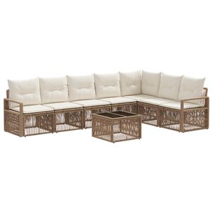 vidaXL Set de canapele pentru grădină 8 pcs Bej poliratan