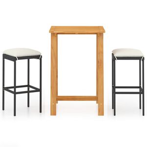 vidaXL Set mobilier bar de grădină cu perne, 3 piese, negru