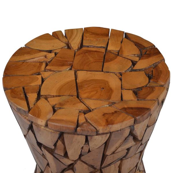 vidaXL Taburet mozaic, maro, lemn masiv de tec