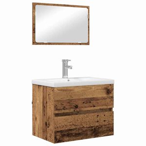 vidaXL Set de mobilier pentru baie 3 pcs Lemn Vechi Lemn compozit