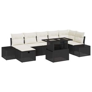 vidaXL Set de canapele pentru grădină 8 buc. Negru poliratan