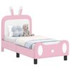 vidaXL Cadru de pat pentru copii cu spătar Roz 70 x 140 cm PU