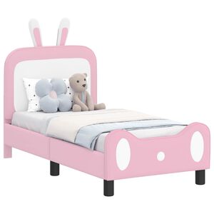 vidaXL Cadru de pat pentru copii cu spătar Roz 70 x 140 cm PU