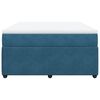vidaXL Pat box spring cu saltea, albastru &icirc;nchis, 140x200 cm, catifea