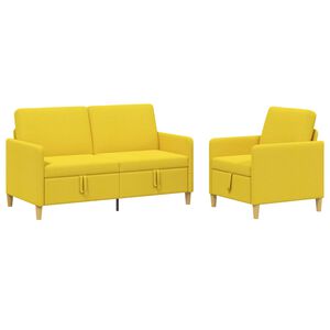 vidaXL Set de canapea cu spațiu de depozitare 2 buc. Galben Deschis