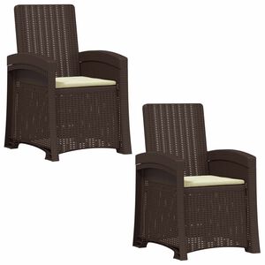 vidaXL Scaun de grădină reclinabil aspect rattan 2 pcs Maro și Crem PP