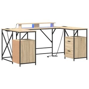 vidaXL Birou Stejar Sonoma Lemn prelucrat 182 x 101 x 87,5 cm