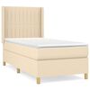 vidaXL Pat box spring cu saltea, crem, 80x200 cm, textil