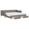vidaXL Pat de zi cu extensie și sertare, gri taupe, 90x200 cm, textil