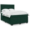 vidaXL Pat box spring cu saltea, verde &icirc;nchis, 160x200 cm, catifea