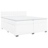 vidaXL Pat box spring cu saltea, alb, 200x200 cm, piele ecologică