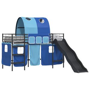 vidaXL Cadru de pat supraetajat pentru copii cu perdele 75 x 190 cm