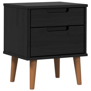 vidaXL Dulap de noapte Negru 40 x 35 x 48 cm Lemn masiv de pin