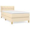 vidaXL Pat box spring cu saltea, crem, 90x190 cm, textil