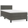 vidaXL Pat box spring cu saltea, gri &icirc;nchis, 90x200 cm, catifea