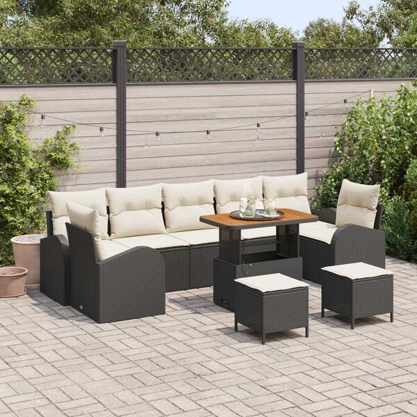 vidaXL Set de canapele pentru grădină 10 pcs Negru Rattan poli