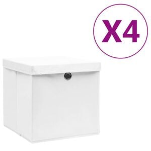 vidaXL Cutii depozitare cu capace, 4 buc., alb, 28x28x28 cm