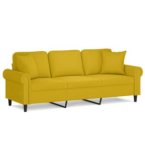 vidaXL Canapea cu 3 locuri cu pernuțe, galben, 180 cm, catifea