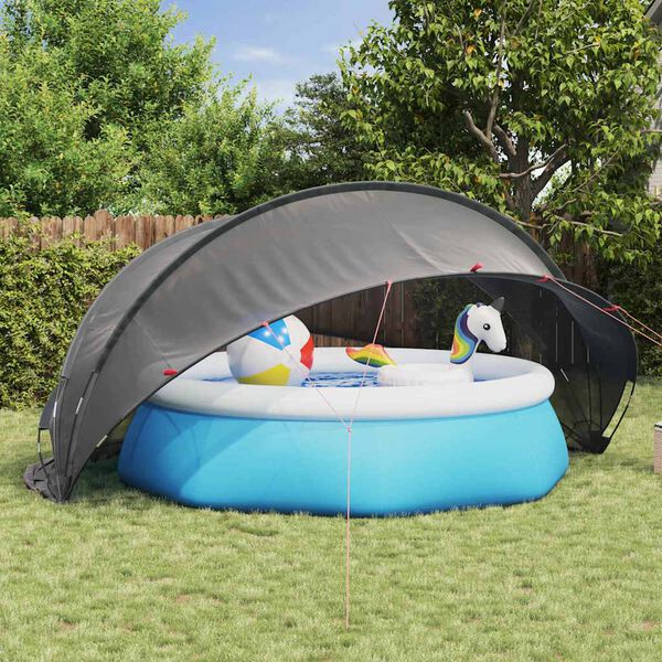 vidaXL Dom pentru piscină Manual Negru 472 x 460 x 229 cm