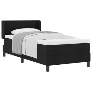 vidaXL Pat cu arcuri cu headboard Manual Negru 200 x 80 cm țesătură