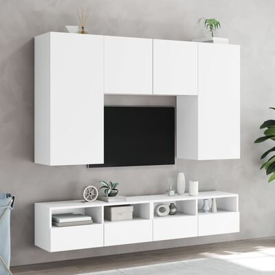 vidaXL Comode TV de perete, 2 buc., alb, 80x30x30 cm, lemn prelucrat