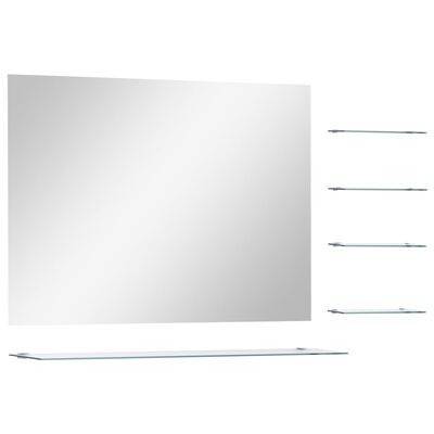 vidaXL Oglindă de perete cu 5 rafturi, argintiu, 80 x 60 cm