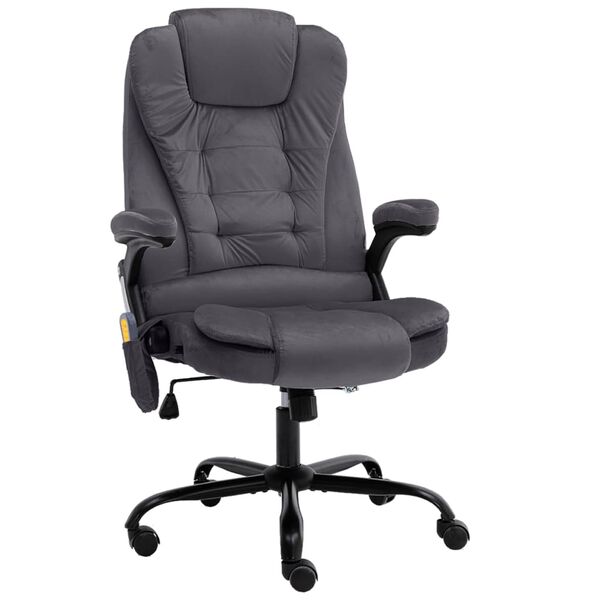 vidaXL Scaun de masaj pentru birou, gri &icirc;nchis, catifea