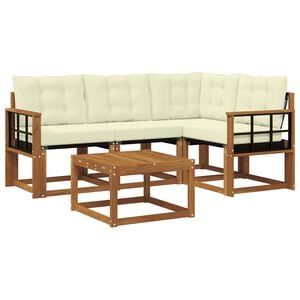 vidaXL Set de canapele de exterior 5 buc. Natural și Crem