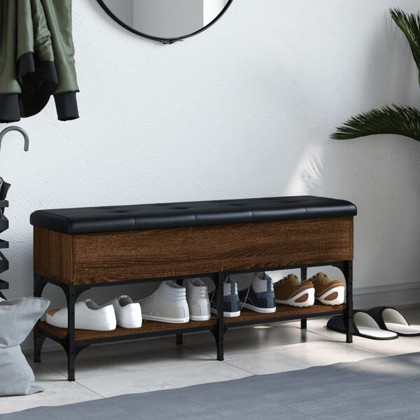 vidaXL Bancă de pantofi, stejar maro, 102x32x45 cm, lemn prelucrat