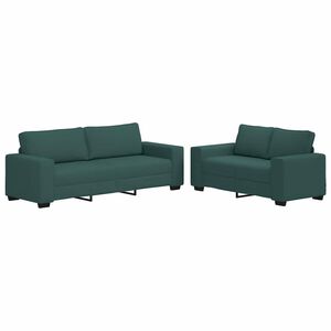 vidaXL Set de canapele cu perne, 2 piese, verde &icirc;nchis, textil