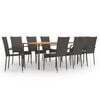 vidaXL Set mobilier de grădină, 9 piese, maro, poliratan
