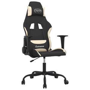 vidaXL Scaun de jocuri, negru și crem, textil