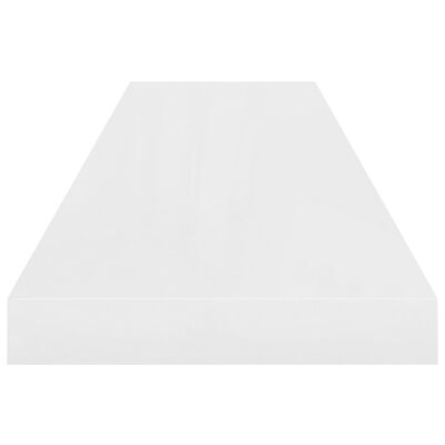 vidaXL Raft de perete suspendat, alb extralucios, 90x23,5x3,8 cm, MDF