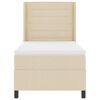 vidaXL Pat cu arcuri cu saltea cu headboard Crem 90 x 190 cm țesătură