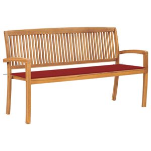 vidaXL Bancă de grădină stivuibilă cu pernă, 159 cm, lemn masiv de tec
