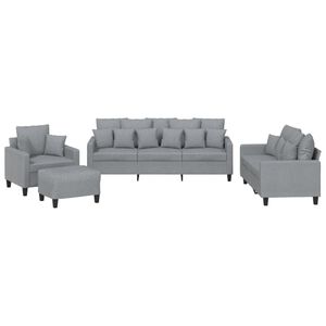vidaXL Set de canapele cu perne, 4 piese, gri deschis, material textil