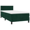 vidaXL Pat box spring cu saltea, verde &icirc;nchis, 80x200 cm, catifea