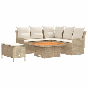 vidaXL Seturi de mobilier cu pernă 5 pcs Bej și crem Ratan PE
