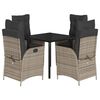 vidaXL Set mobilier de grădină cu perne, 5 piese, gri, poliratan
