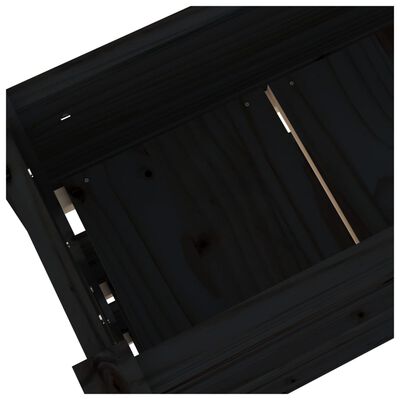 vidaXL Jardinieră, negru, 112x25x104,5 cm, lemn masiv de pin